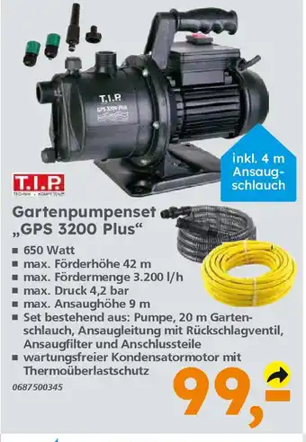 Globus Baumarkt T.I.P. Gartenpumpenset ,,GPS 3200 Plus" Angebot