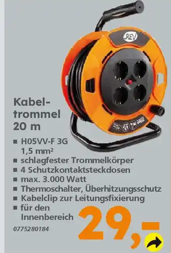 Globus Baumarkt Kabeltrommel 20 m Angebot