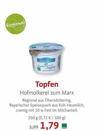 VollCorner Biomarkt Topfen Hofmolkerei Zum Marx Angebot