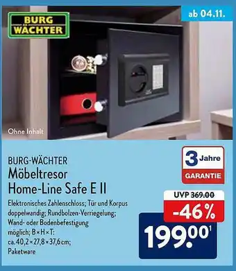 Aldi Nord Möbeltresor Home-line Safe E II Angebot