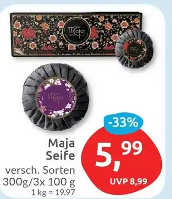 Budni Maja Seife versch. Sorten 300g/3x 100 g Angebot