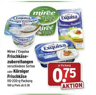 Wasgau Miree-exquisa Frischkäse Zubereitungen Oder Körniger Frischkäse Angebot