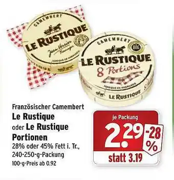 Wasgau Französischer Camembert Le Rustique Oder Le Rustique Portionen Angebot