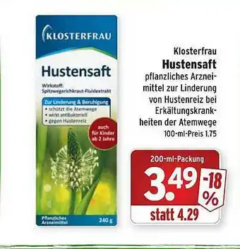 Wasgau Klosterfrau Hustensaft Angebot