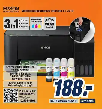 Expert Bening Epson Multifunktionsdrucker Ecotank Et-2710 Angebot