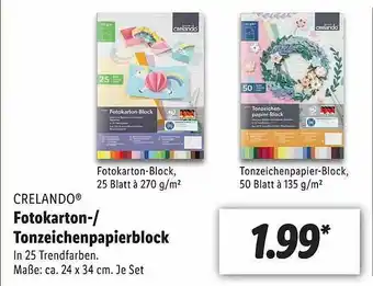 Lidl Crelando Fotokarton- Tonzeichenpapierblock Angebot