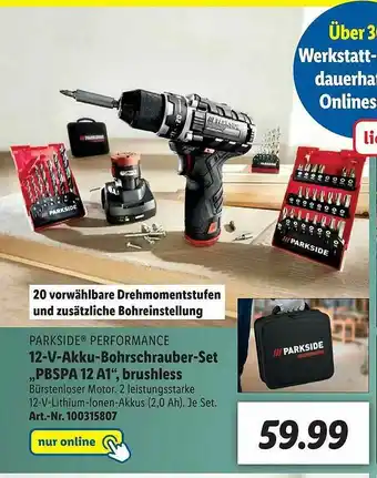 Lidl Parkside Performance 12v-akku-bohrschrauber-set Pbspa 12 A1, Brushless Angebot