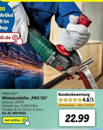 Lidl Winkelschleifer Pws125 Parkside Angebot