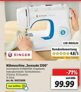 Lidl Singer Nähmaschine „serenade 3200” Angebot