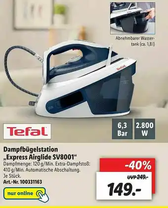 Lidl Tefal Dampfbügelstation „express Airglide Sv8001” Angebot