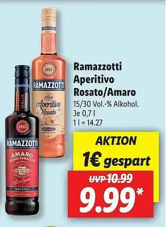 Lidl Ramazzotti Aperitivo Rosato Oder Amaro Angebot