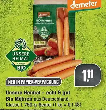 E-Center Unsere Heimat - Echt & Gut Bio Möhren Angebot