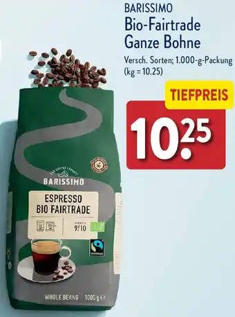 Aldi Nord BARISSIMO Bio-Fairtrade Ganze Bohne 1000 g Packung Angebot