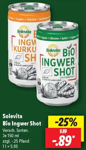 Lidl Solevita Bio Ingwer Shot 150 ml Angebot