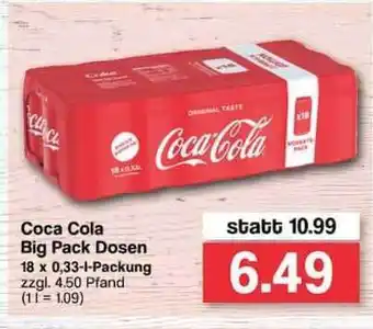 Famila Nord West Coca Cola Big Pack Dosen 18x0,33L Angebot