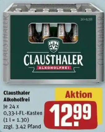 REWE Clausthaler Alkoholfrei 24x0,33 L-Fl. Kasten Angebot