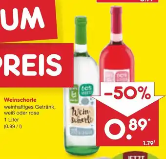 Netto Marken-Discount Weinschorle weinhaltiges Getränk, weiß oder rose 1 Liter Angebot