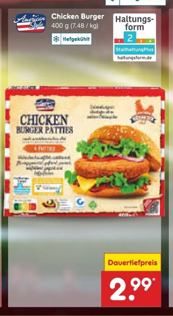 American Style Chicken Burger 400 g Angebot bei Netto MarkenDiscount