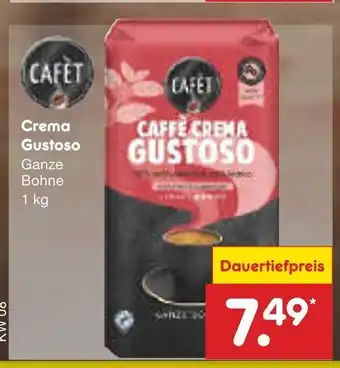 Netto Marken-Discount CAFET Crema Gustoso Ganze Bohne 1 kg Angebot