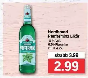 Famila Nord West Nordbrand Pfefferminz Likör 0,7L Angebot