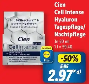 Lidl Cien Cell Intense Hyaluron Tagespflege/ Nachtpflege 50 ml Angebot