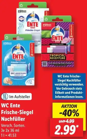 Lidl WC Ente Frische-Siegel Nachfüller 2x36 ml Angebot