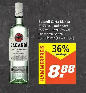 Marktkauf Bacardi Carta Blanca Oakheart Razz Angebot