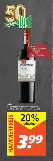 Marktkauf Italien: Mezzacorona Wein Angebot