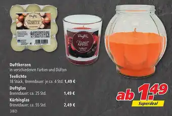 Marktkauf Duftkerzen Teelichte Duftglas Kürbisglas Angebot