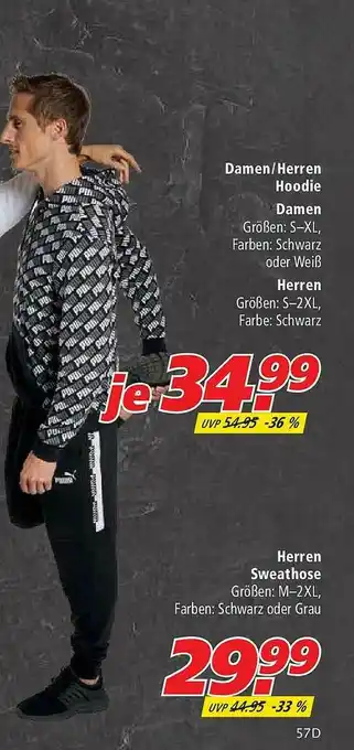 Marktkauf Damen Herren Hoodie Herren Sweathose Angebot