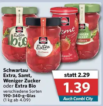 Combi Schwartau Extra, Samt, Weniger Zucker oder Extra Bio 190-340g Angebot