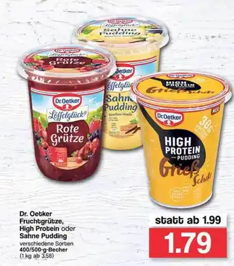 Famila Nord West Dr. Oetker Fruchtgrütze, High Protein Oder Sahne Pudding 400/500g Becher Angebot