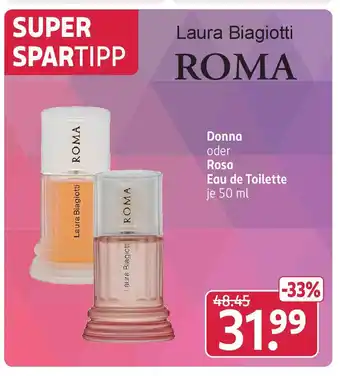 Rossmann Laura Biagiotti ROMA Donna oder Rosa Eau de Toilette je 50 ml Angebot