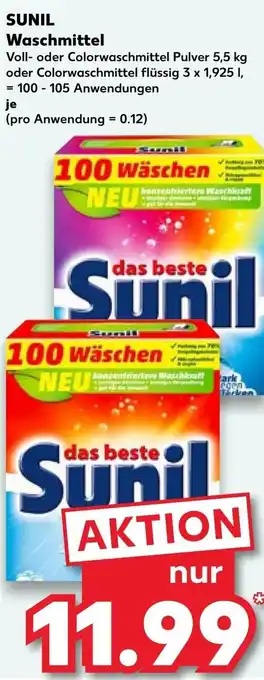 Kaufland SUNIL Waschmittel 100-105 Anwendungen Angebot