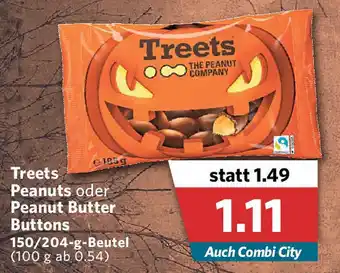 Combi Treets Peanuts oder Peanut Butter Buttons 150/204g Beutel Angebot