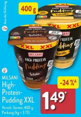 Aldi Nord MILSANI High Protein Pudding XXL 400 g Packung Angebot