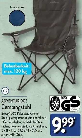 Aldi Nord ADVENTURIDGE Campingstuhl Angebot