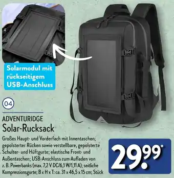 Aldi Nord ADVENTURIDGE Solar-Rucksack Angebot