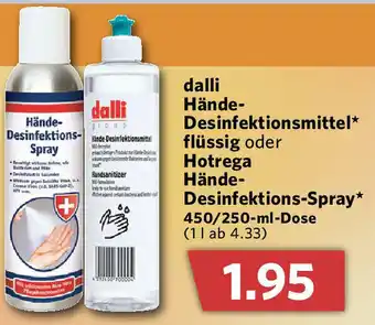 Combi Dalli Hände Desinfektionsmittel flüssig oder Hotrega Hände Desinfektions Spray 450/250ml Angebot