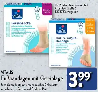 Aldi Nord VITALIS Fußbandagen mit Geleinlage Angebot