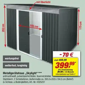 toom Baumarkt Metallgerätehaus „Skylight" Angebot