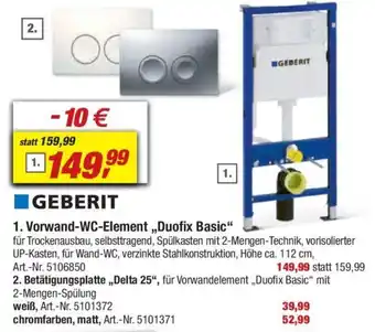 toom Baumarkt GEBERIT 1. Vorwand-WC-Element,,Duofix Basic" Angebot