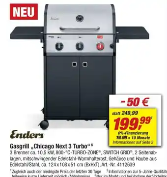 toom Baumarkt Enders Gasgrill,,Chicago Next 3 Turbo" Angebot