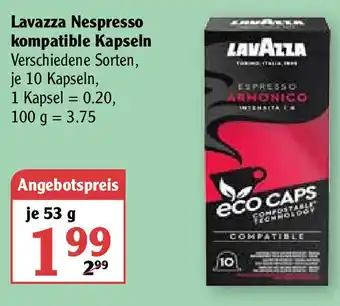 Globus Lavazza Nespresso kompatible Kapseln 53g Angebot