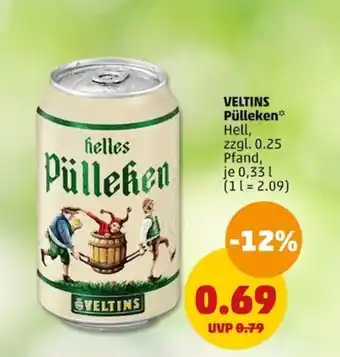 PENNY VELTINS Pülleken Hell, zzgl. 0.25 Pfand, je 0,33 l Angebot