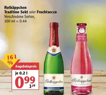 Globus Rotkäppchen Tradition Sekt oder Fruchtsecco 0,2L Angebot