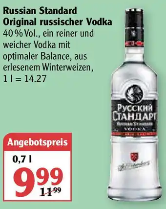 Globus Russian Standard Original russischer Vodka 0,7L Angebot