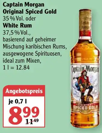 Globus Captain Morgan Original Spiced Gold oder White Rum 0,7L Angebot