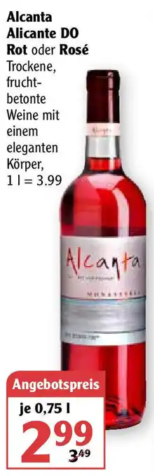 Globus Alcanta Alicante DO Rot oder Rosé 0,75L Angebot