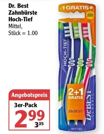 Globus Dr. Best Zahnbürste Hoch Tief 3er Pack Angebot